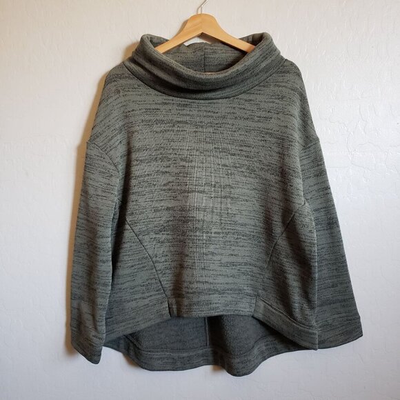 Anthropologie Saturday Sunday Marl Oversized Funnel Neck Sweater Green Women's M - Picture 1 of 12
